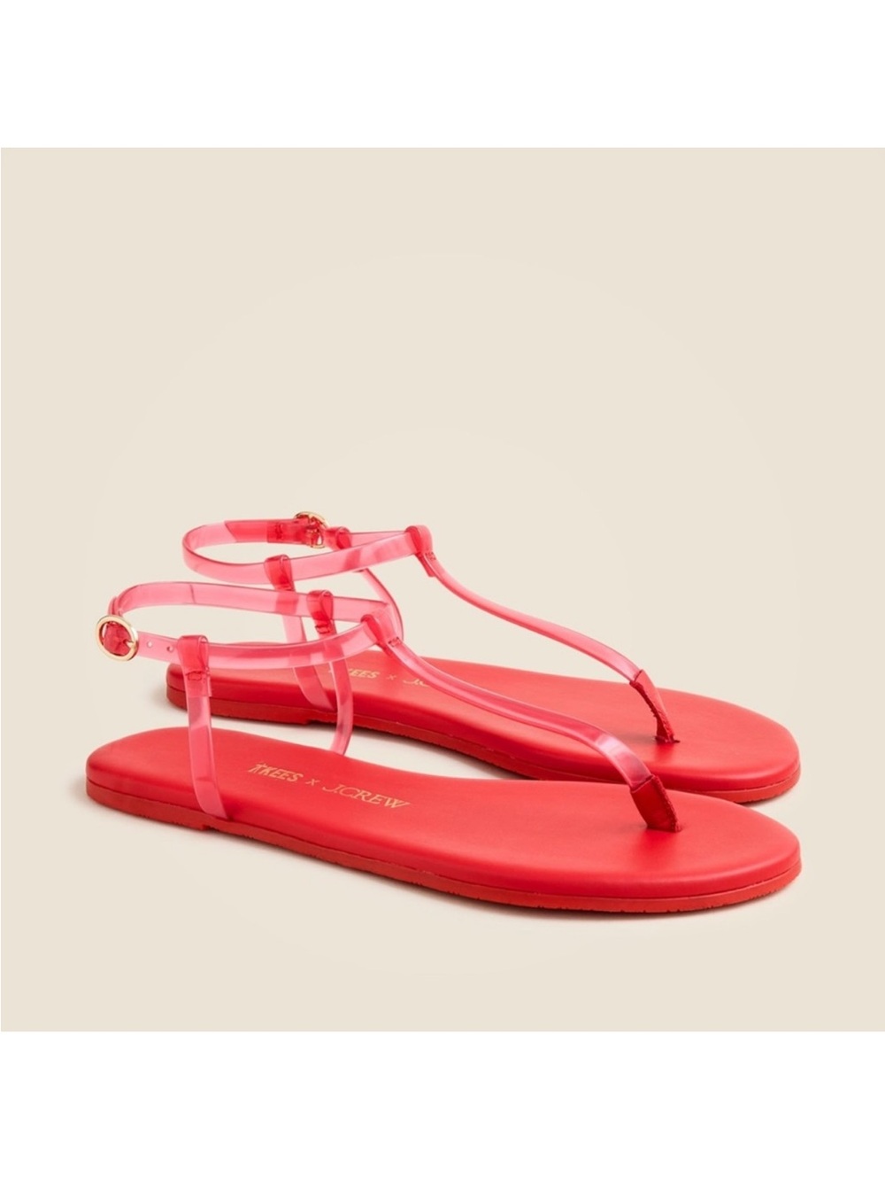 Limited-edition TKEES X J.Crew jelly sandals Vintage Red